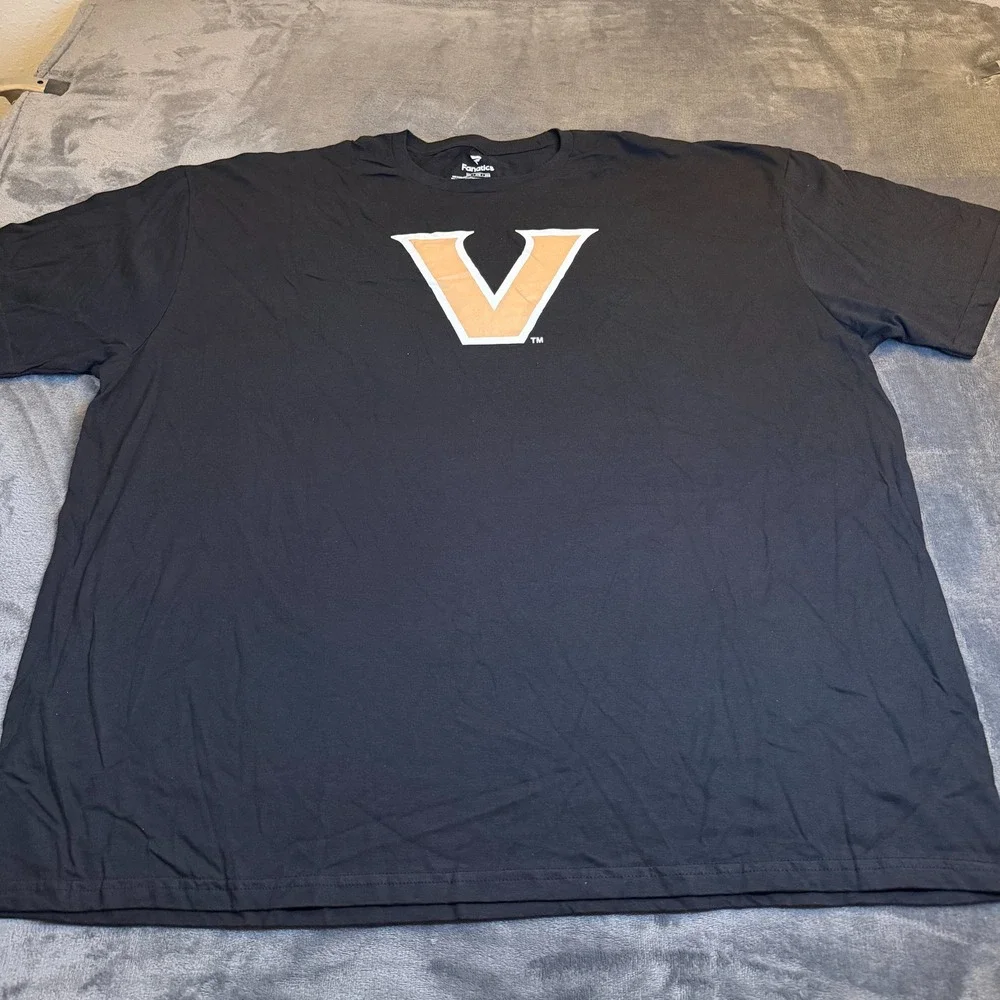 Fanatics Black Vanderbilt Commodores V Logo T Shirt‎ Short Sleeve Mens 3XL XXXL